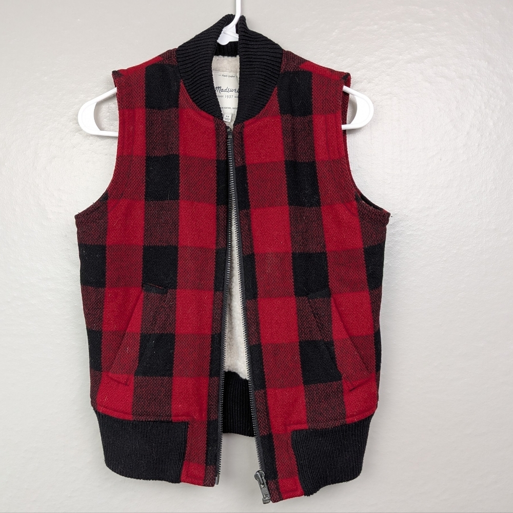 Madewell Buffalo Plaid Shearling Vest XS